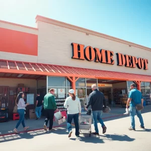 Home Depot store with customers shopping outside