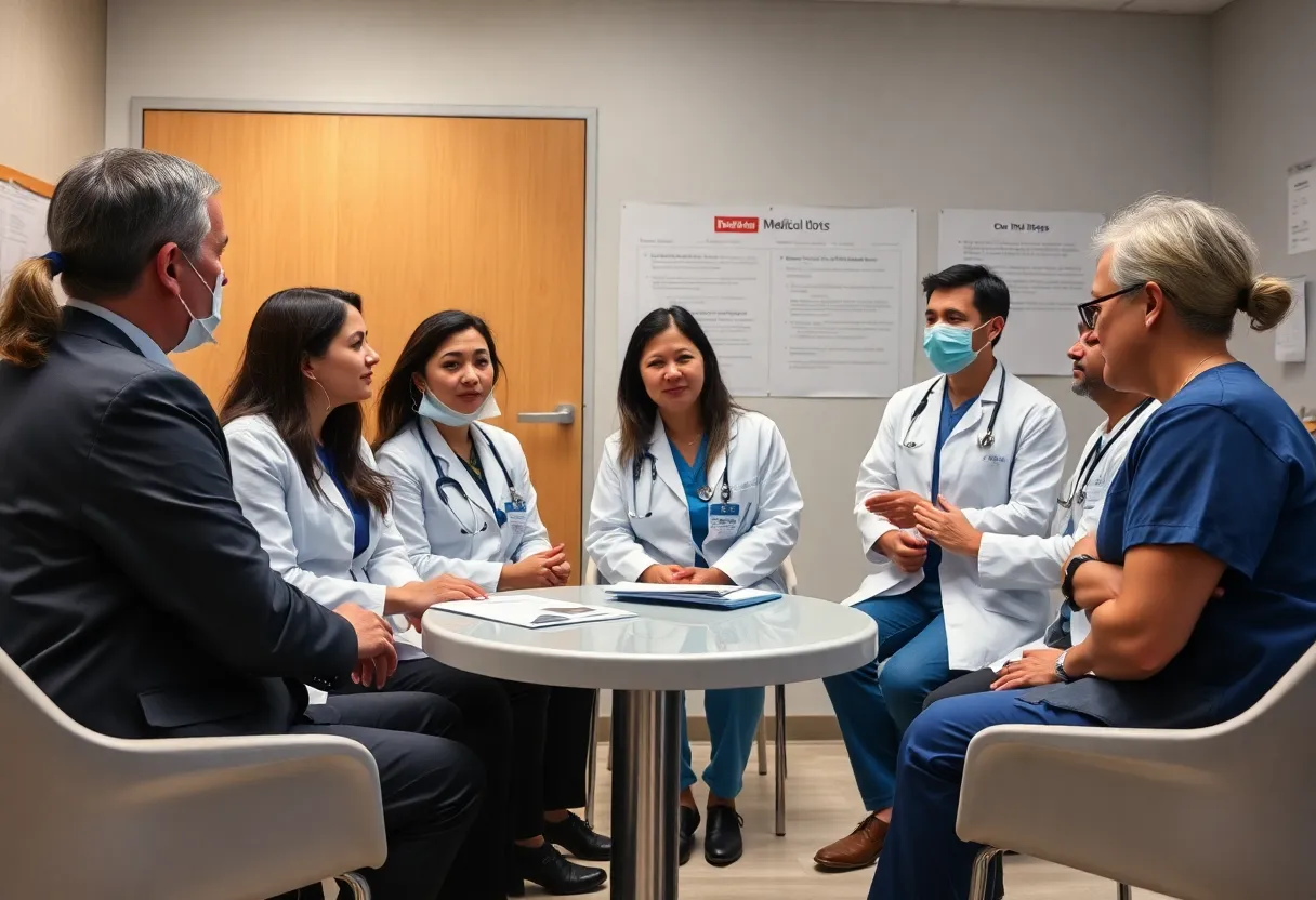 Physicians in a meeting discussing abortion and patient care