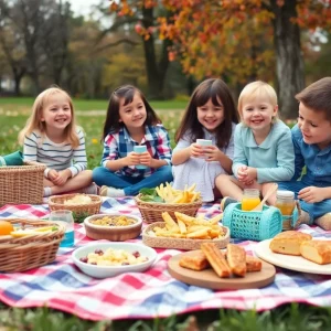 A family enjoying a picnic in Piedmont Park for Mother's Day