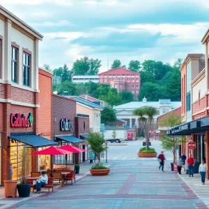 Exterior view of Mount Vernon Shopping Center in Dunwoody, Georgia