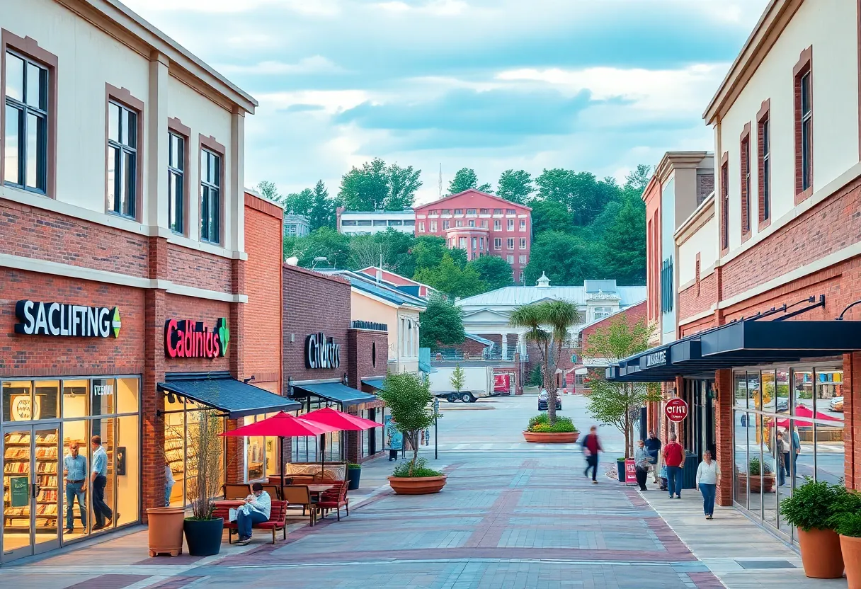 Exterior view of Mount Vernon Shopping Center in Dunwoody, Georgia