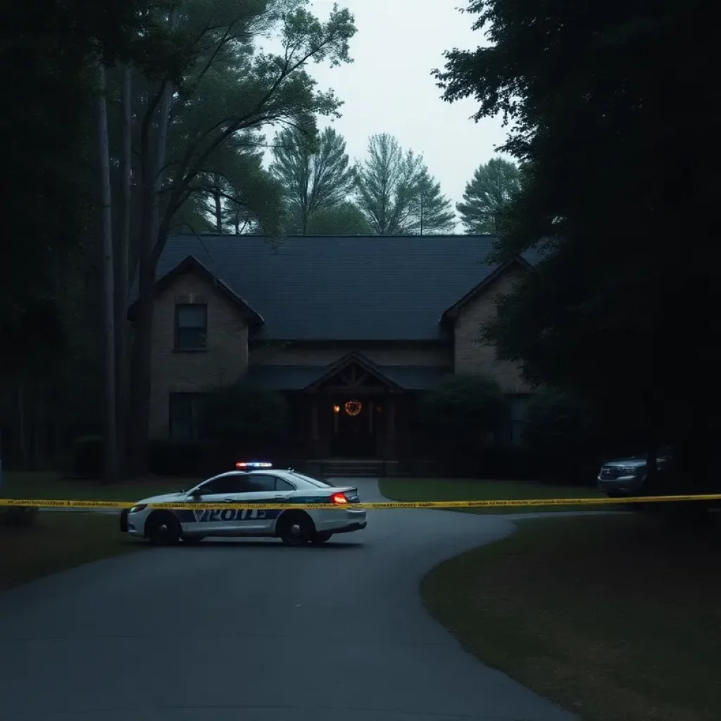 Police investigation outside a house in Atlanta where a body was discovered.