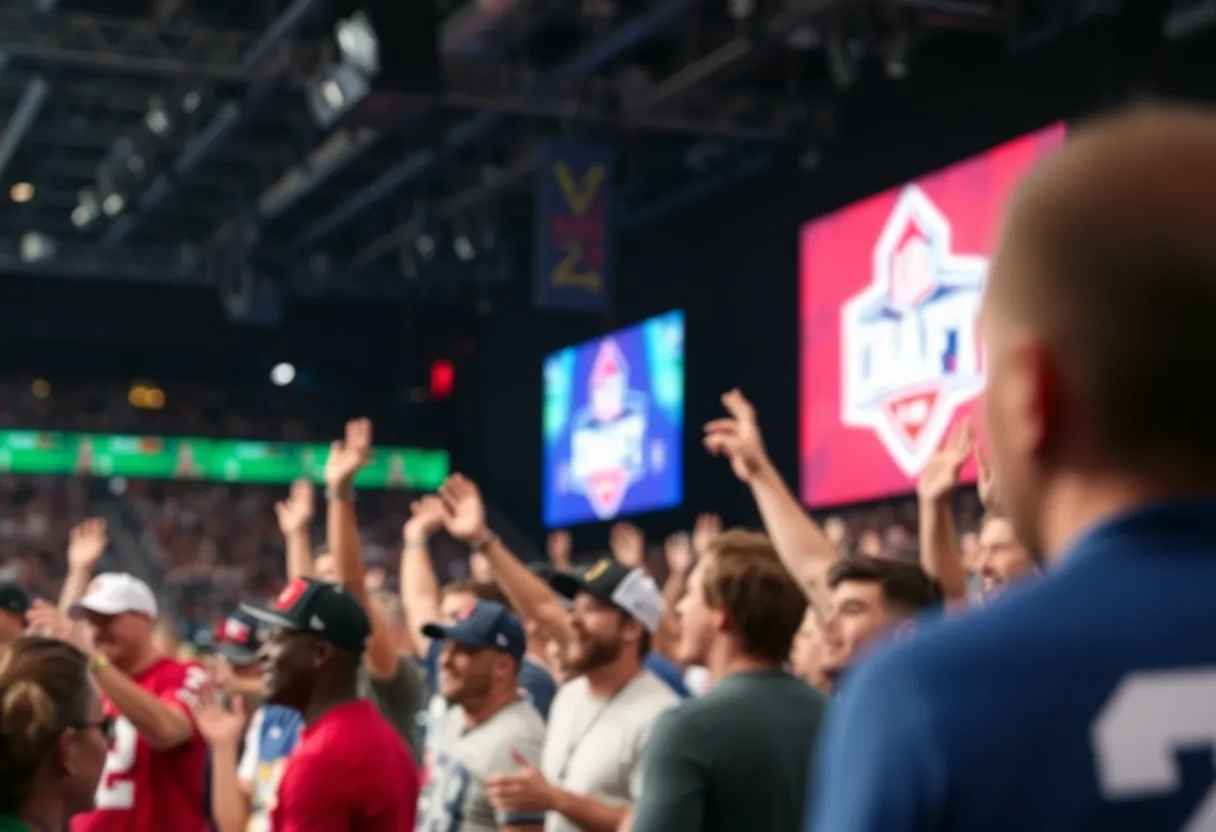Crowd at NFL Draft event celebrating players