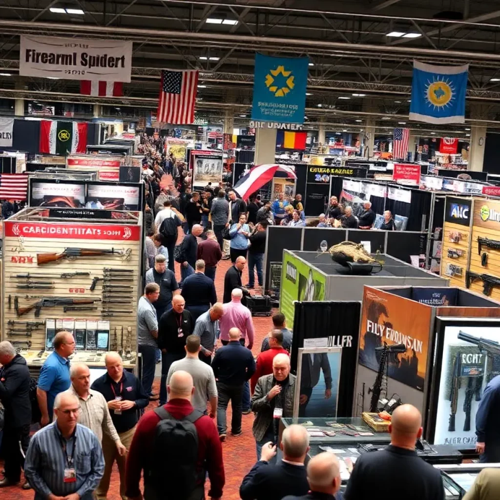 Attendees at the NRA conference engage with vendors and explore firearm safety solutions.