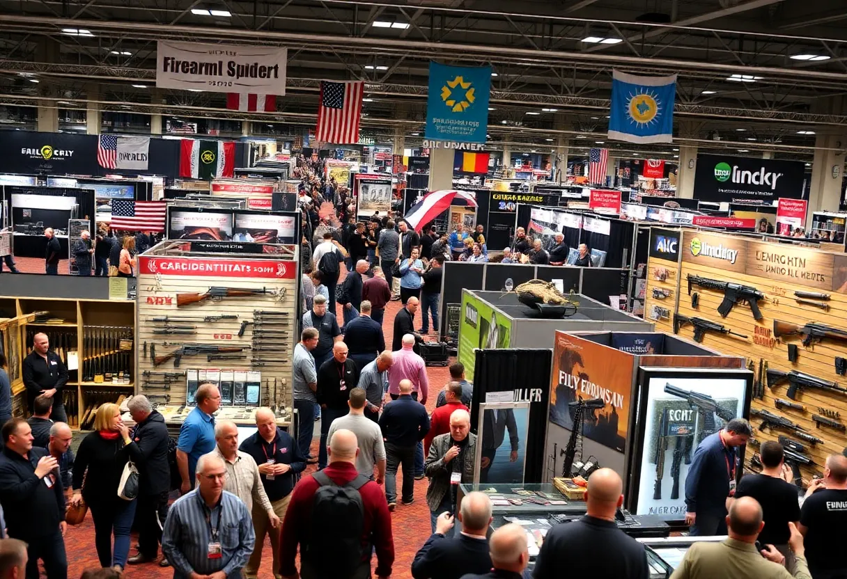 Attendees at the NRA conference engage with vendors and explore firearm safety solutions.