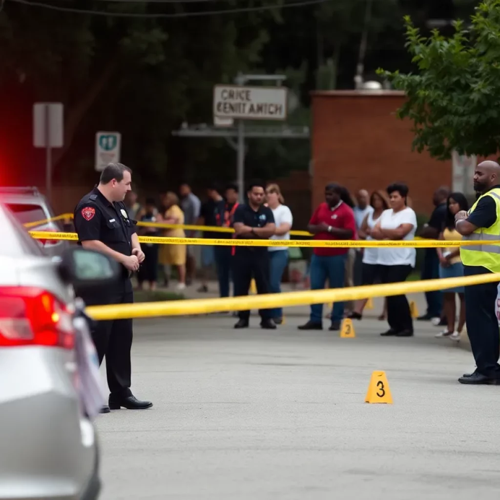 Police officers at a crime scene in Southwest Atlanta