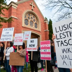 Community protest against human trafficking allegations