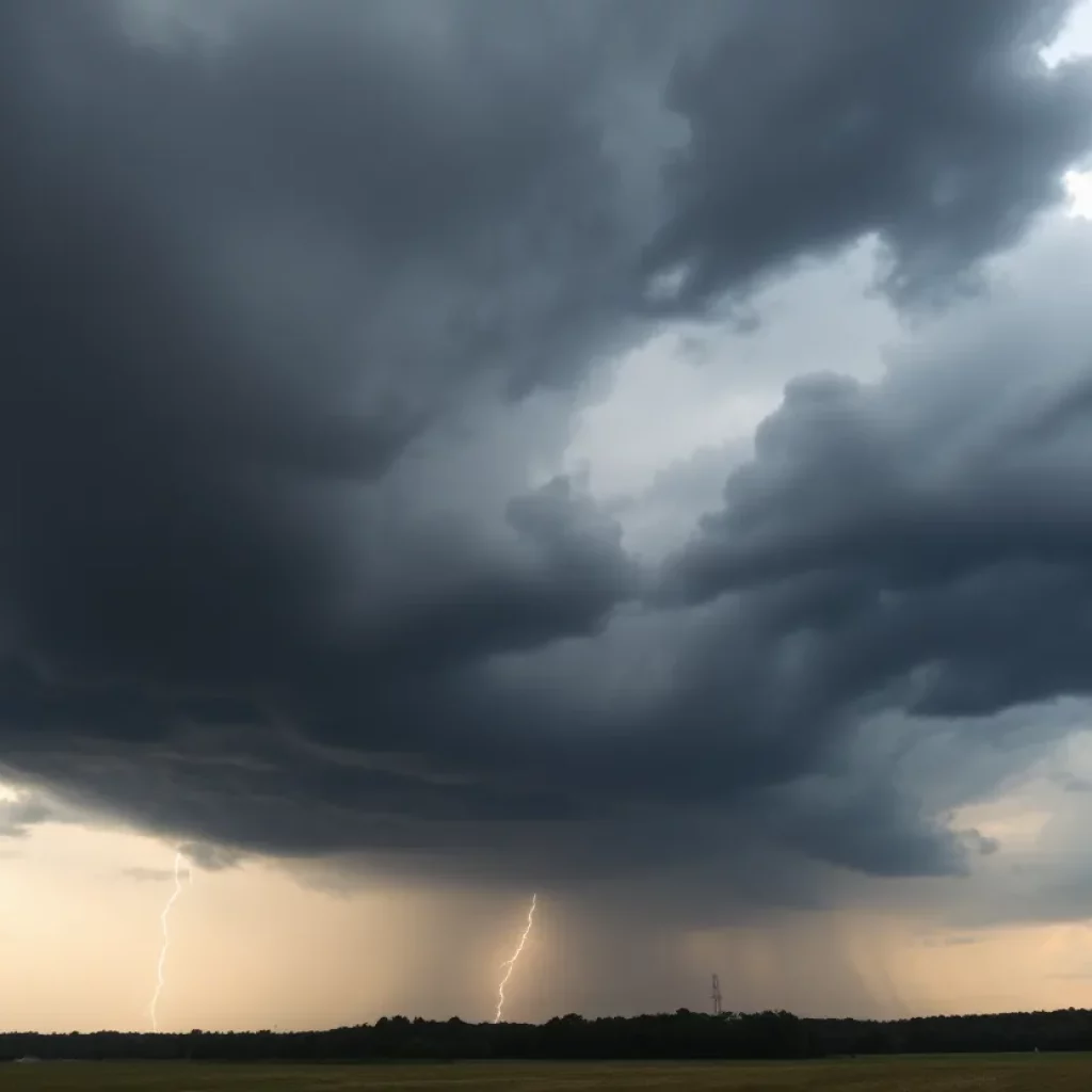Dark storm clouds over Georgia landscape