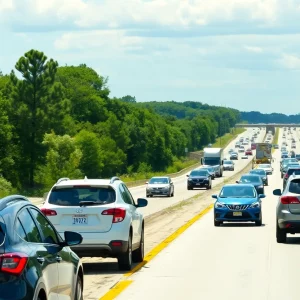 Vehicles on a highway in Georgia during spring break