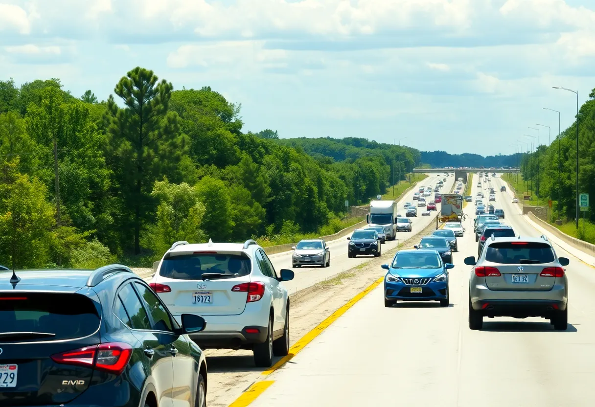 Vehicles on a highway in Georgia during spring break