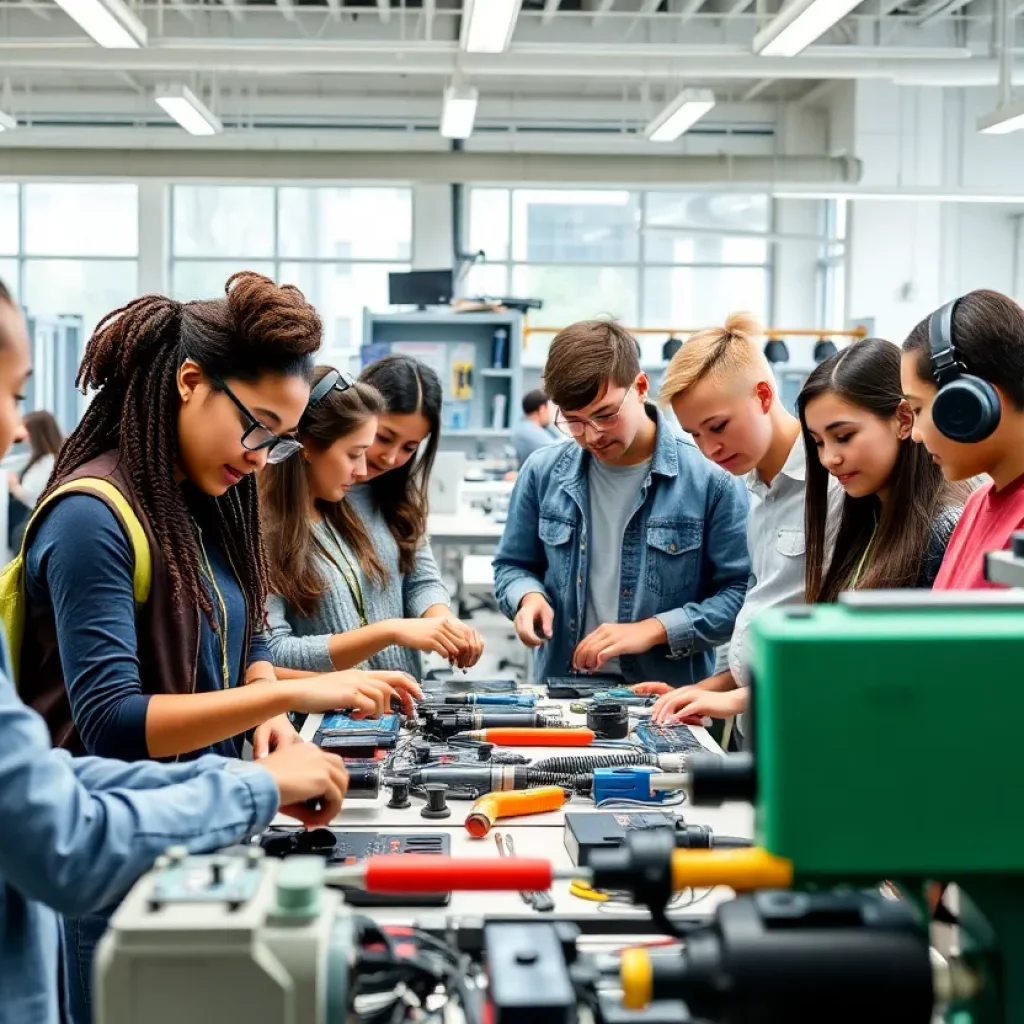 Students participating in workforce development training