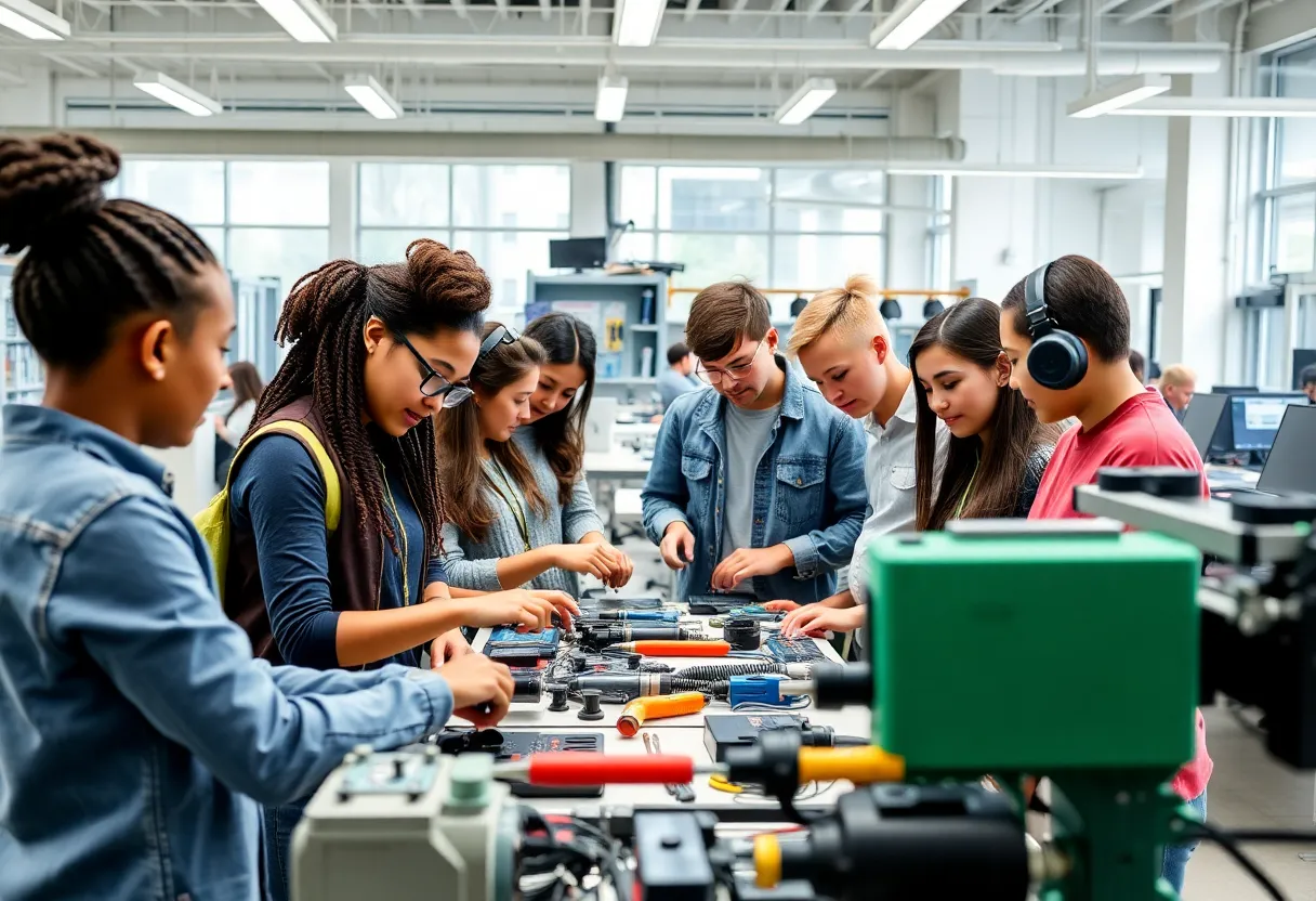Students participating in workforce development training