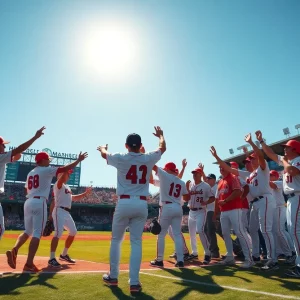 Atlanta Braves players celebrating a game victory