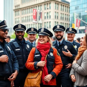 Atlanta police officers engaging with the community in a vibrant setting