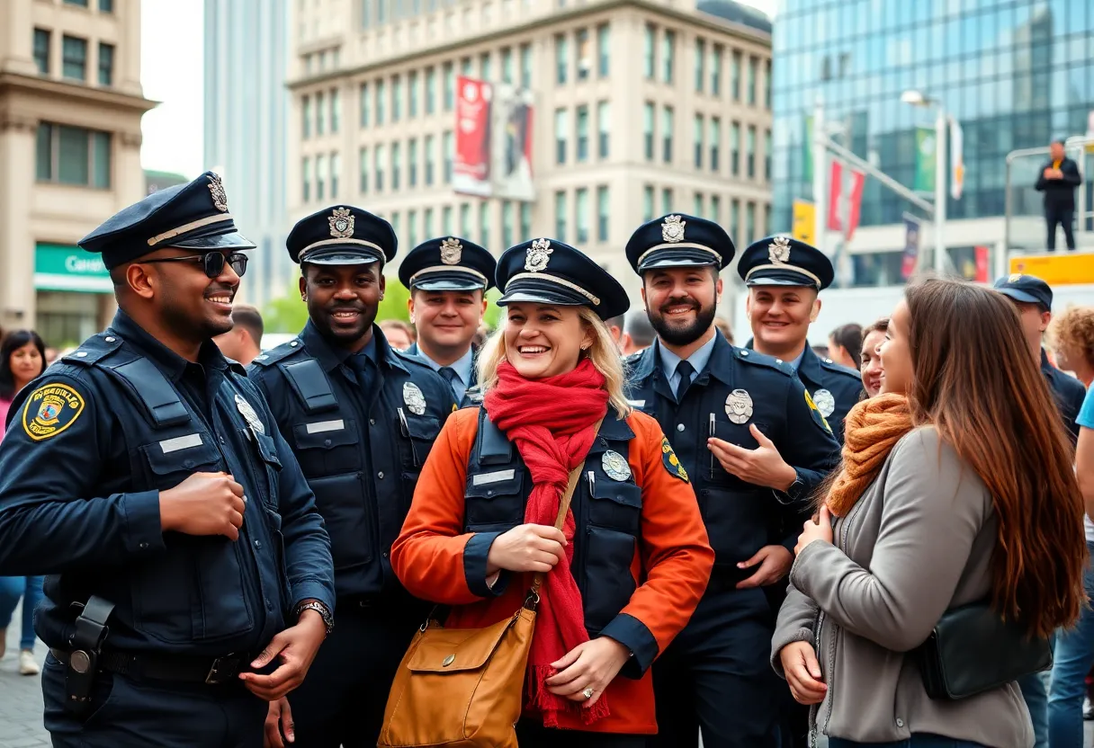 Atlanta police officers engaging with the community in a vibrant setting