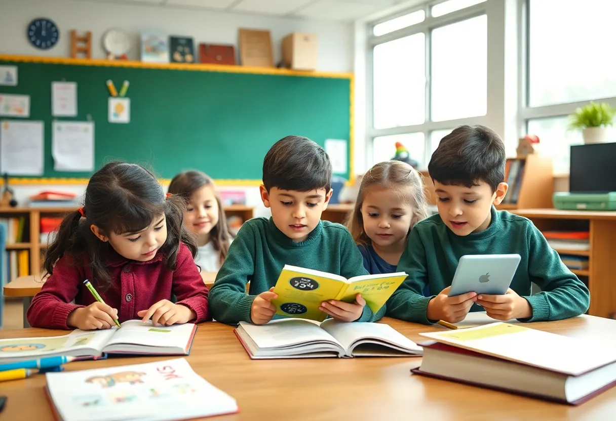 Elementary students in an interactive classroom setting at Atlanta Public Schools