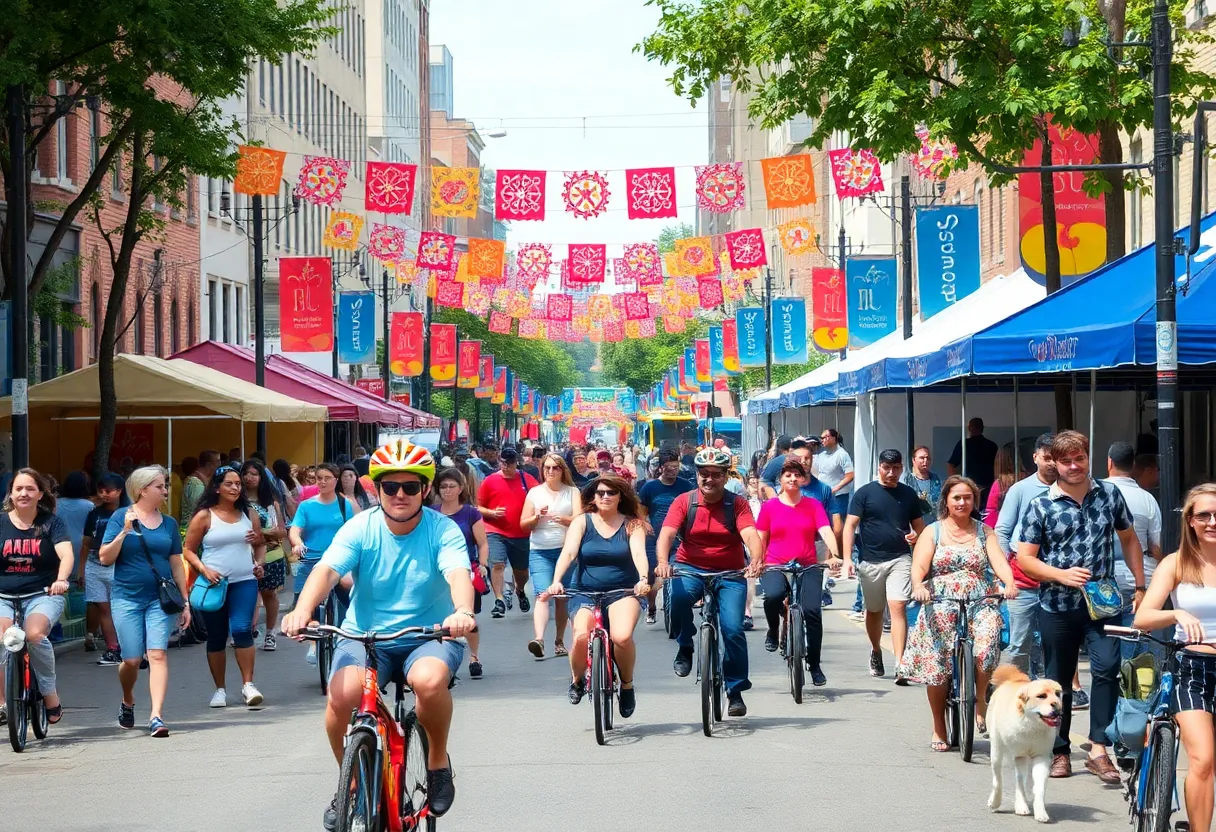 Participants enjoying the Atlanta Streets Alive festival on a car-free street.