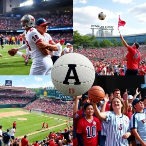 Collage of Atlanta's summer sports events featuring various sports activities and enthusiastic fans