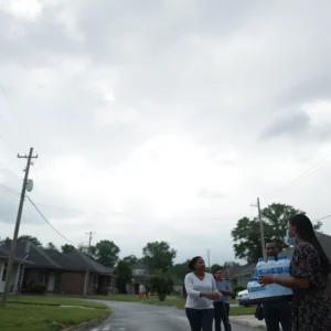 Residents receiving bottled water during water outage in Atlanta's Paces neighborhood