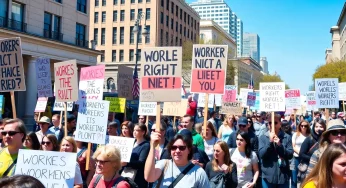 Protesters Rally for Workers’ Rights in Downtown Atlanta