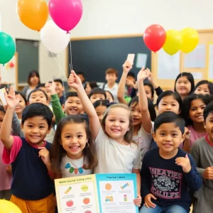 Child Savings Accounts initiative celebration with kindergarten students and families.