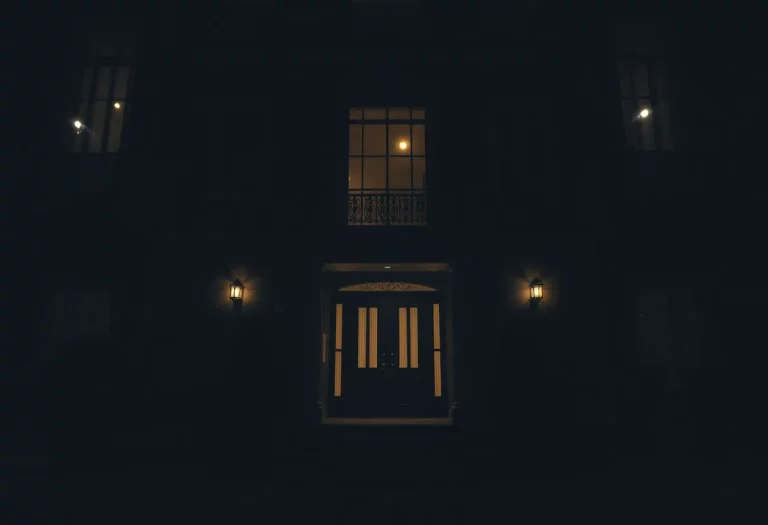 A tense and dark atmosphere of a luxurious townhouse related to a disturbing kidnapping case.
