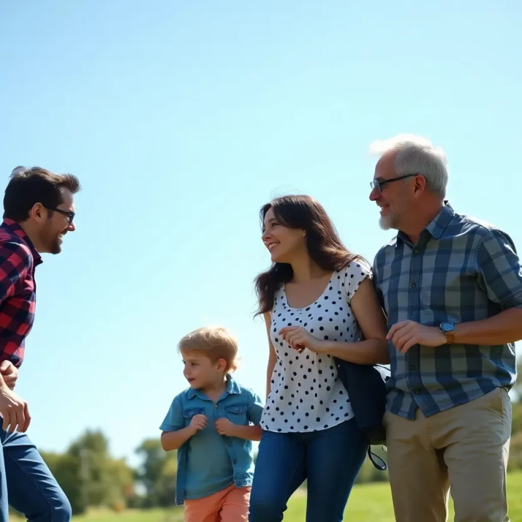 A happy family at the park enjoying quality time together