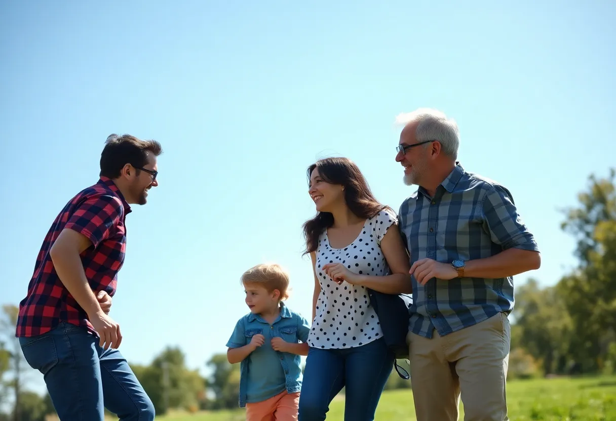 A happy family at the park enjoying quality time together