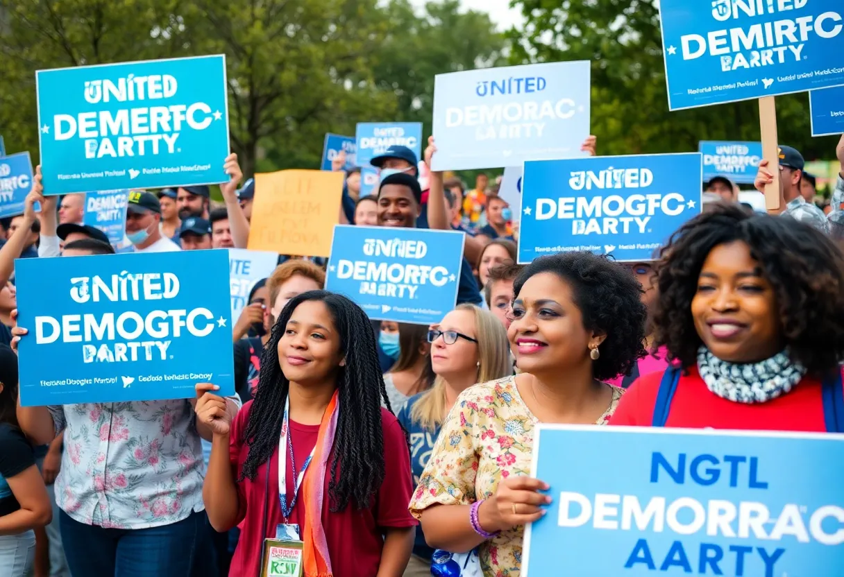Supporters at a Georgia Democratic Party rally