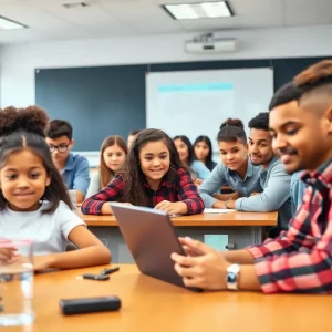 Students participating in an engaging classroom setting
