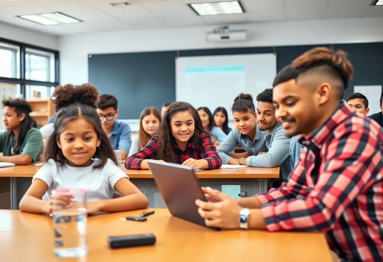 Students participating in an engaging classroom setting