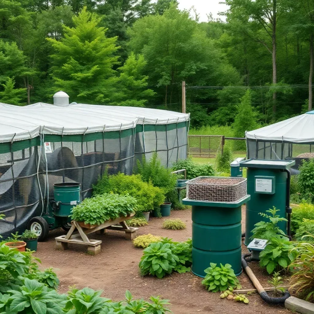 Human composting facility in Georgia with greenery