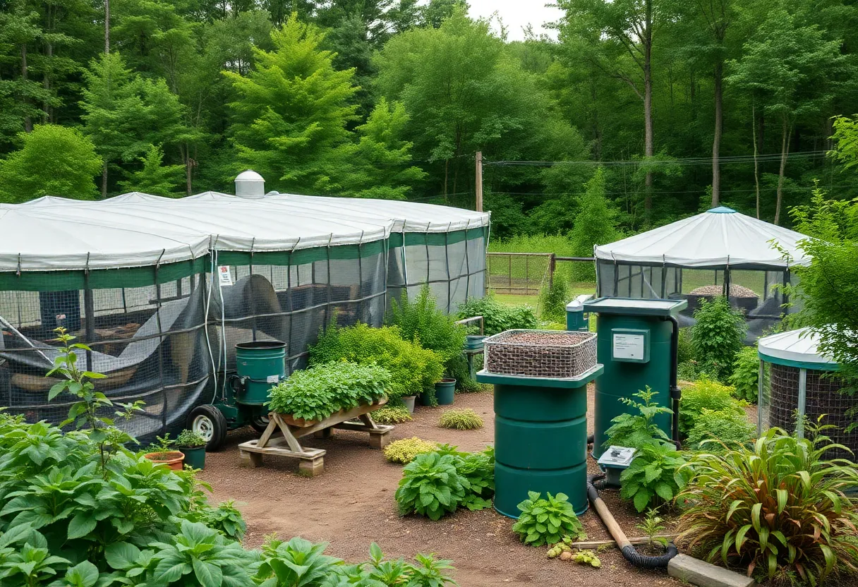 Human composting facility in Georgia with greenery