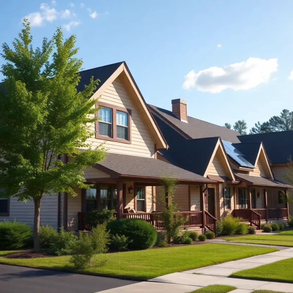 Houses in Atlanta with solar panels, representing Georgia Power's stable energy rates.