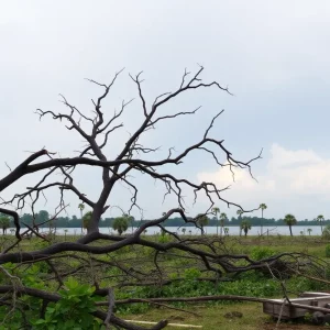 Landscape of Georgia post-hurricane showing recovery efforts