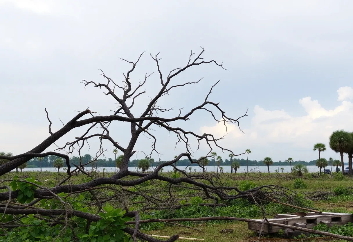 Landscape of Georgia post-hurricane showing recovery efforts