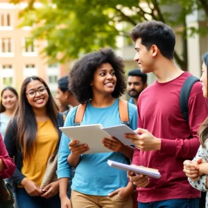 Diverse students at Georgia State University interacting on campus