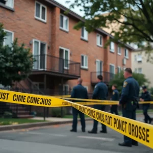 Police officers investigating a shooting scene in Atlanta