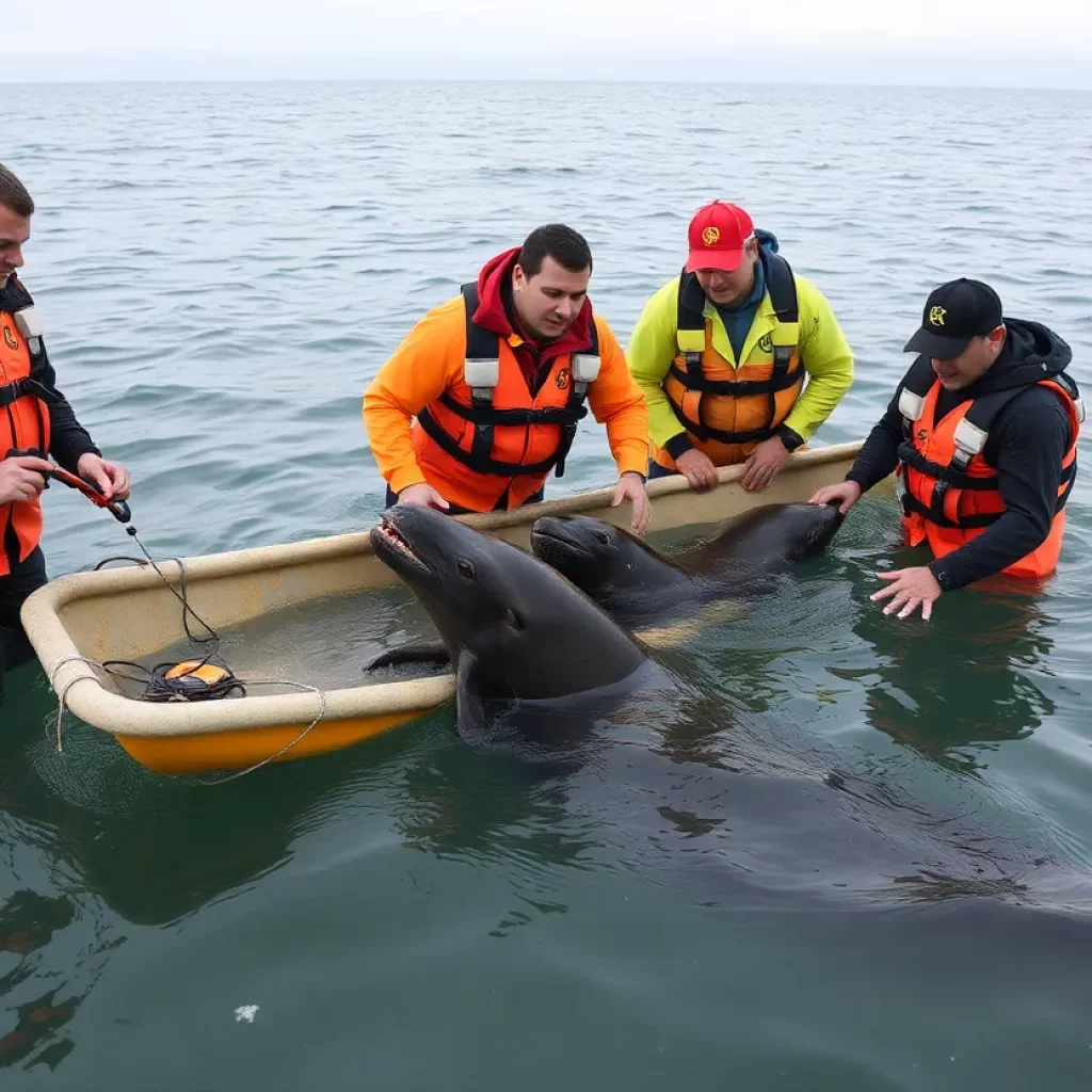 Aquarium team aiding marine mammals affected by algal bloom