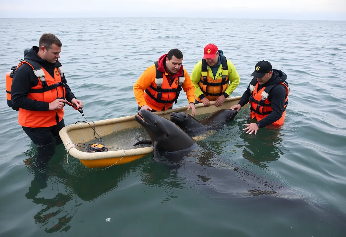 Aquarium team aiding marine mammals affected by algal bloom