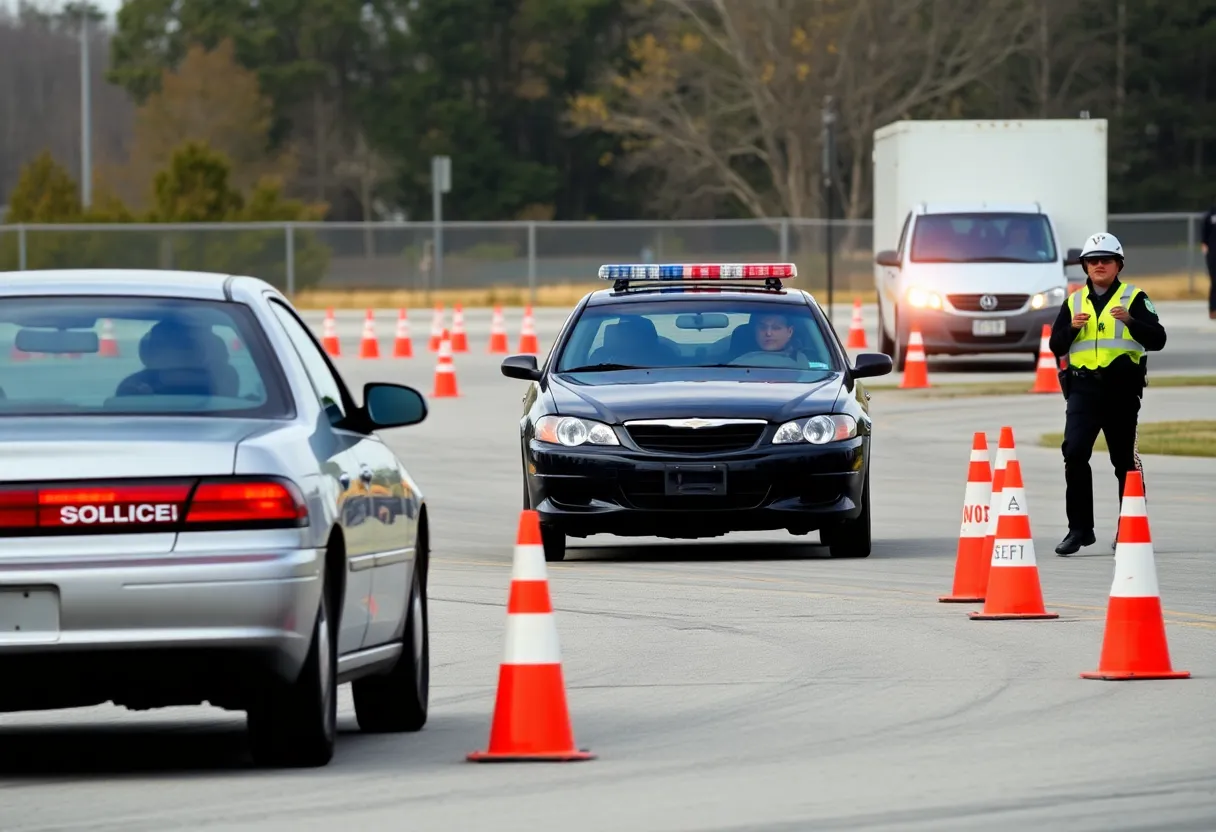 Officers undergoing high-speed driving training