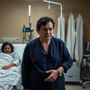 Hospital scene showcasing medical equipment and family support