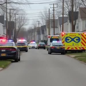 Police and ambulances at a shooting scene in Little River