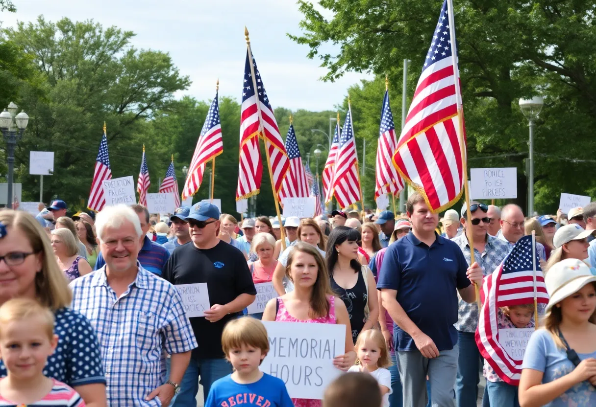 Participants at a Memorial Day parade in Atlanta honoring fallen servicemembers.