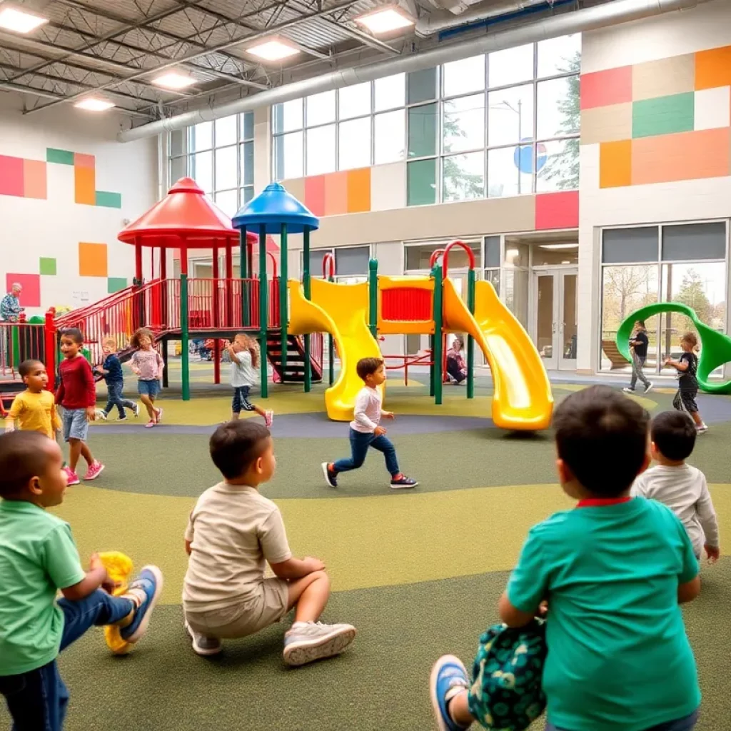 Children enjoying the new playground at the Tim Lee Boys and Girls Club in Mt. Airy