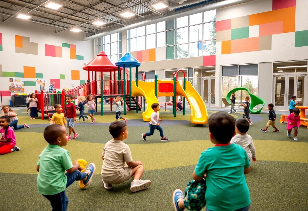 Children enjoying the new playground at the Tim Lee Boys and Girls Club in Mt. Airy
