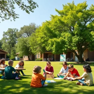 A tranquil scene symbolizing education and community