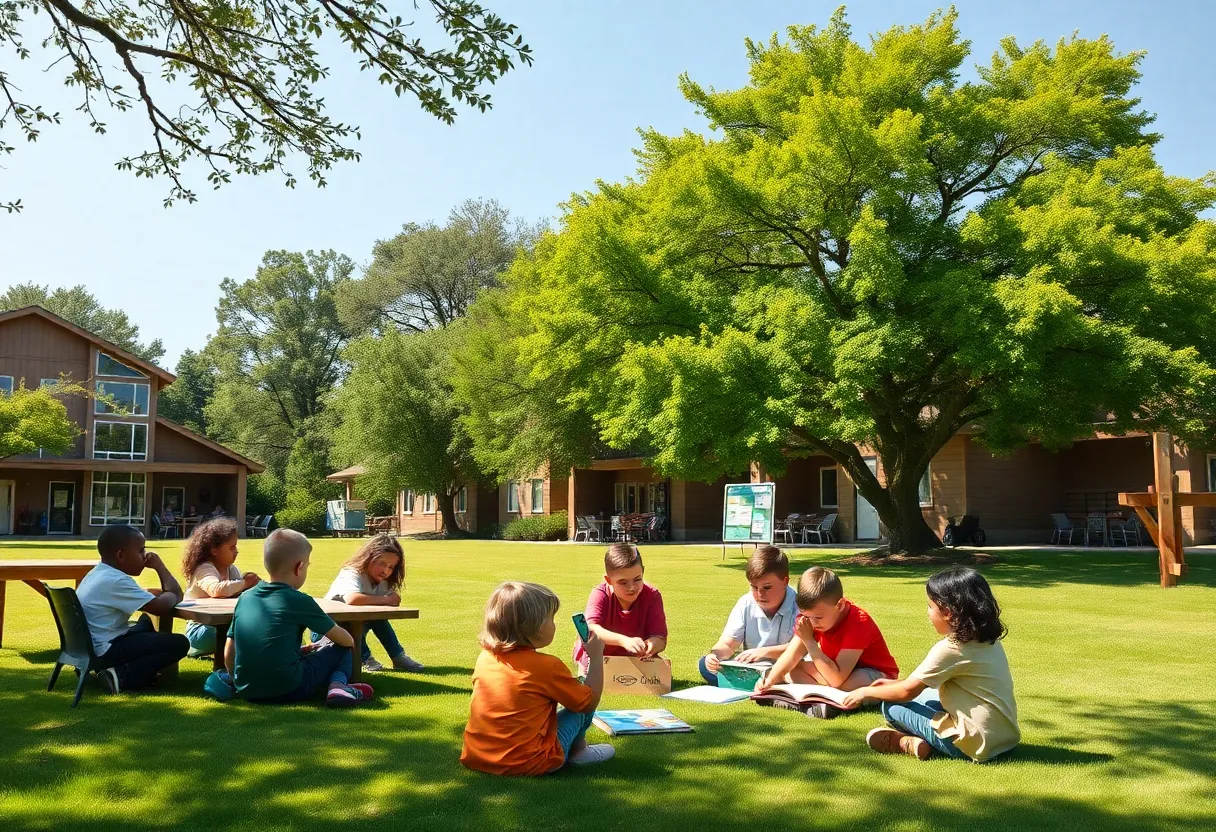 A tranquil scene symbolizing education and community