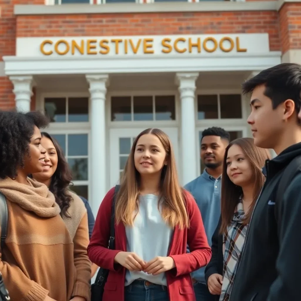 Students discussing inclusivity and diversity at a school