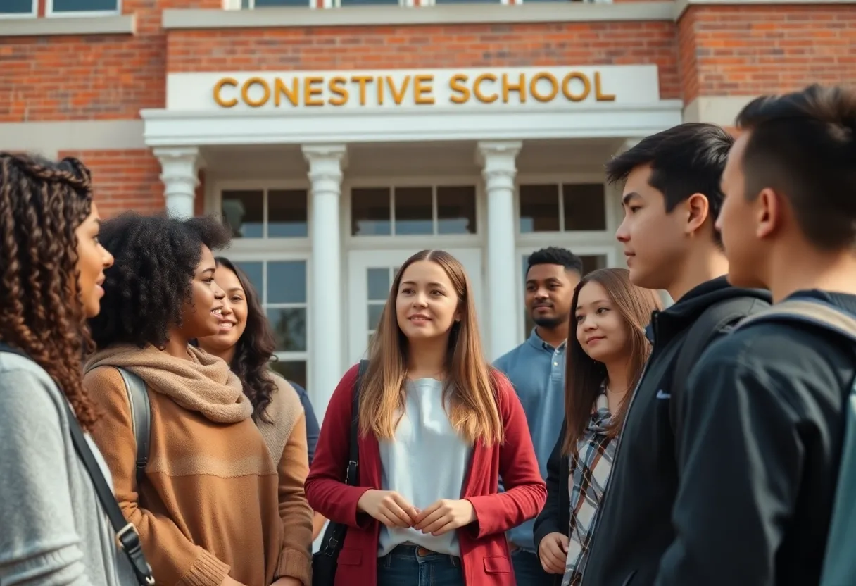 Students discussing inclusivity and diversity at a school